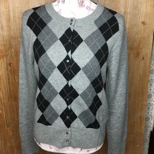 100% Cashmere J. Crew argyle cardigan Large